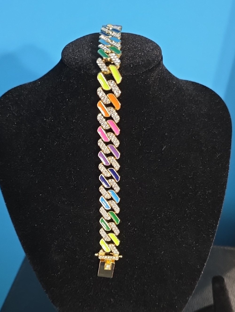 Colorful 14kt Overlay Link Bracelet - Multicolor